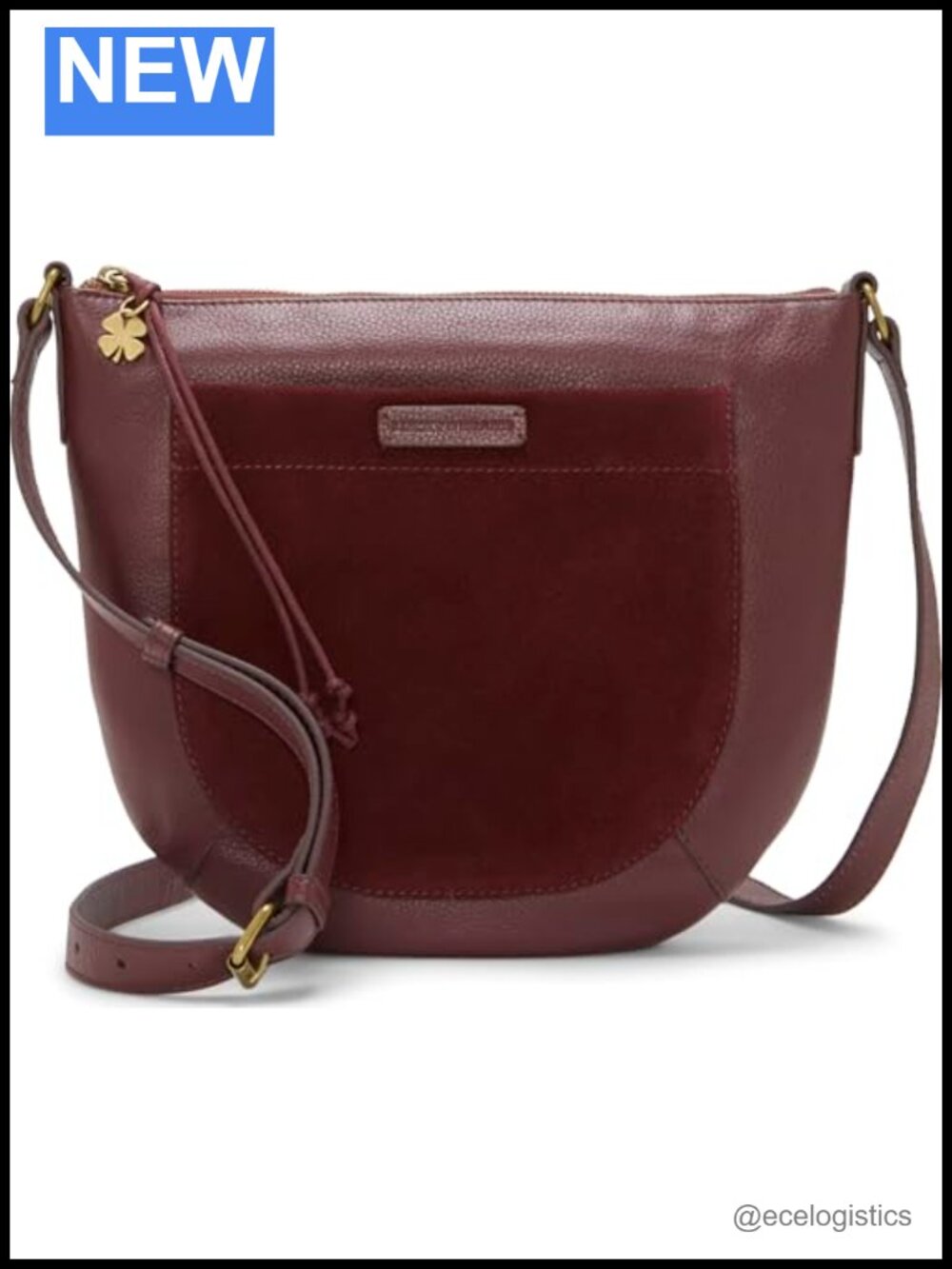 Genuine Leather Suede Crossbody Saddle Bag Zipper Closure